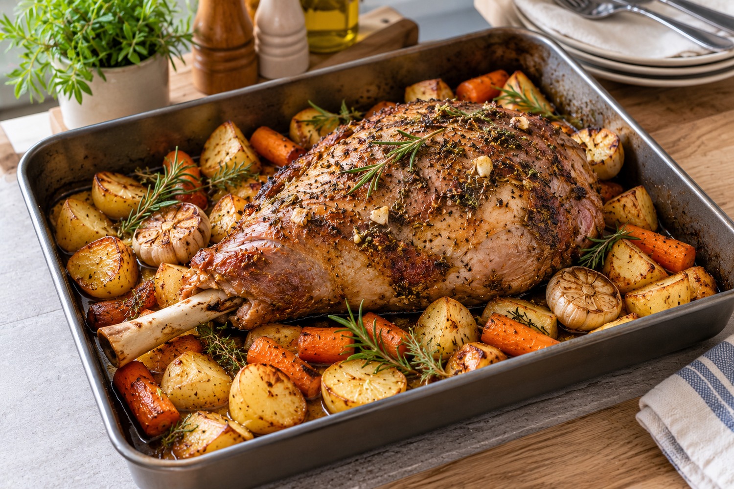 what size roasting tin do you need for a 1.5kg leg of lamb
